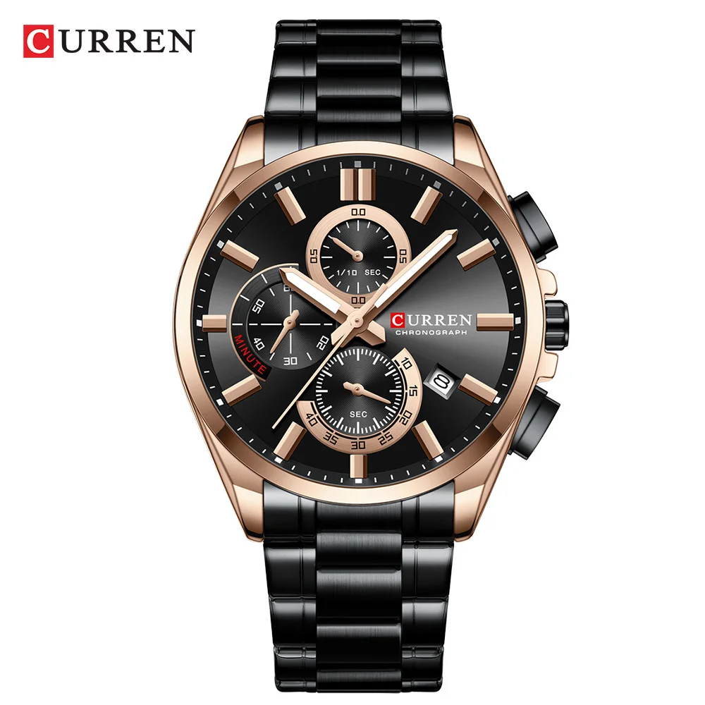 Relógio Esportivo Cronógrafo Masculino - Pulseira De Aço Inoxidável E Mostrador Multifuncional