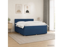 Vidaxl Cama Box Spring Com Colchão Azul 180 X 200 Cm Tecido