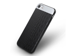 Capa de Telefone iPhone 7 padrão crocodilo preta em PU e PC EOOCOO
