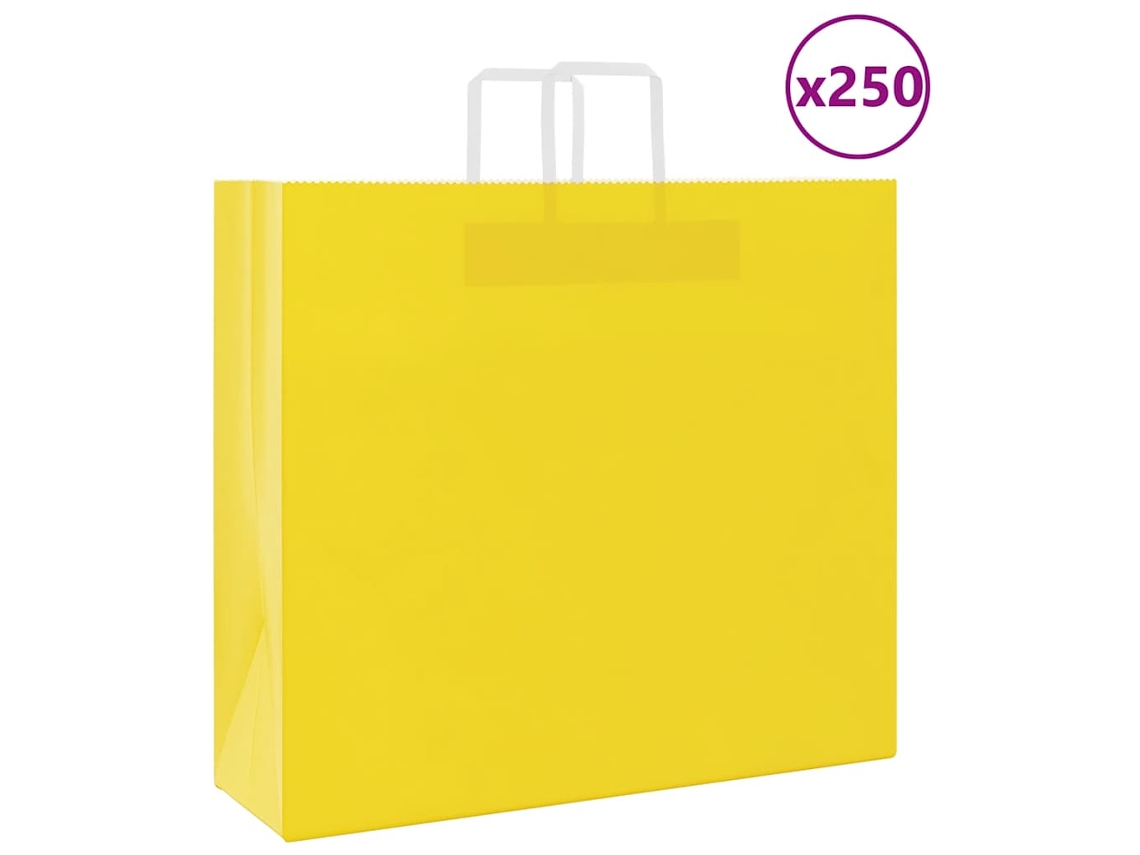 Vidaxl Sacos De Papel 250 Unid Com Alças Amarelo 54x15x49 Cm