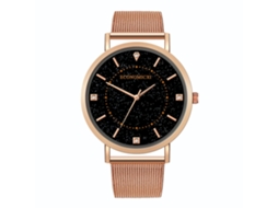 Relógio masculino ultrafino de quartzo com pulseira de liga metálica, casual e elegante (ouro rosa)