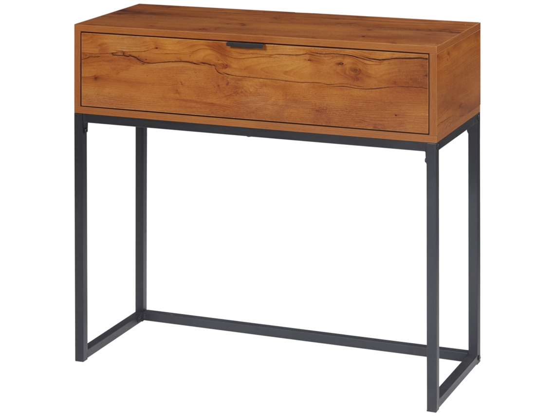 Mesa De Console De Industrial, Com 1 Gaveta, Castanha E Preta