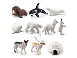 Mali conjunto de 10 Figuras de Animais do Círculo Ártico Modelos Educativos Presente para Crianças
