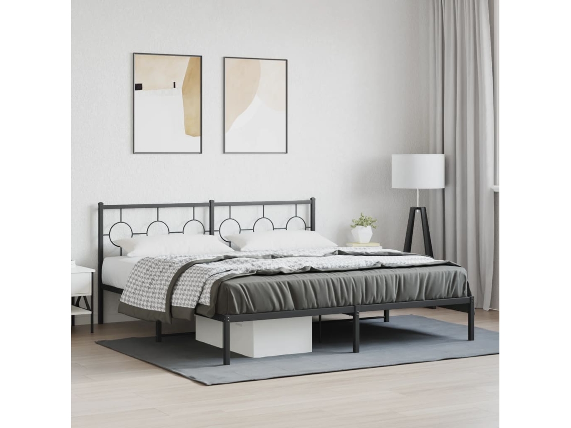 Estrutura De Cama Com Cabeceira 183x213 Cm Metal Preto