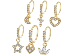 Brincos Para Piercing No Nariz, Joias Para Mulheres, Piercing No Nariz Com Presilha, Strass Dourado.
