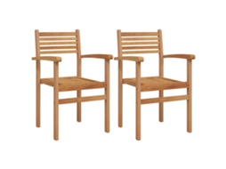 Conjunto 2 Cadeira Para Exterior Vidaxl Castanho Madeira De Teca Maciça (56 X 55 X 90.5 Cm)