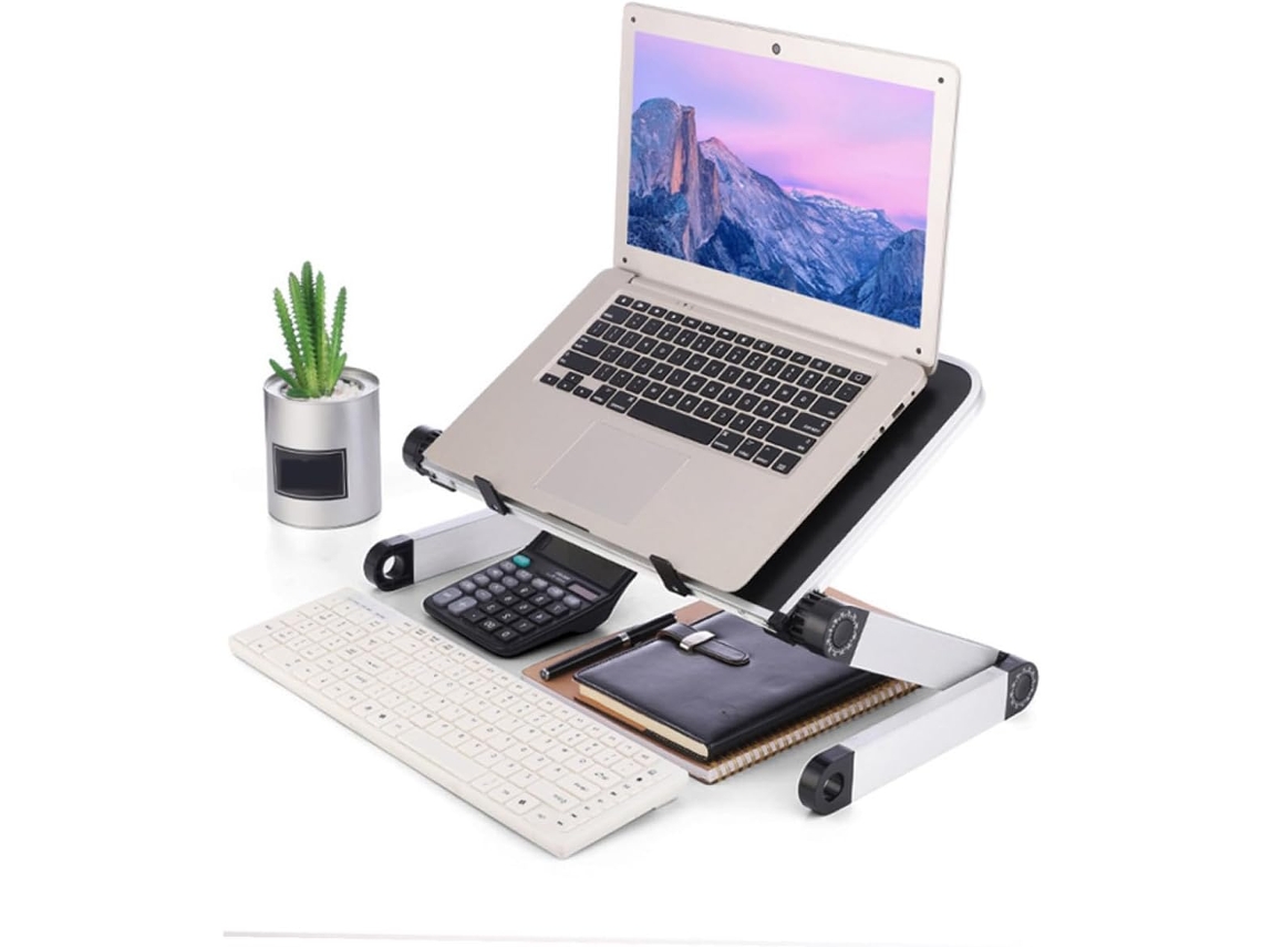 Suporte Para Notebook E Tablet Ajustável Com Ventilação Para Escritório Preto