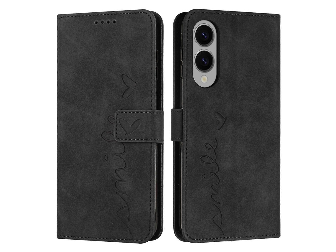 Capa De Couro Com Estampa De Coração E Cordão Longo Para Samsung Galaxy S25 Edge 5g