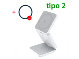 Carregador Sem Fio Magnético 3 Em 1 (branco) - Com Indicador De Carregamento E Suporte.