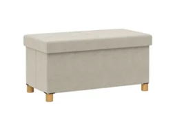 Banco Dobrável 67l com Tampa Acolchoada e Estofamento Aveludado (76x38x38cm) Creme