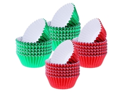 200 Envelopes para Cupcakes Natalinos Nova Line, Vermelho e Verde, Papel de Alumínio | S/MARCA