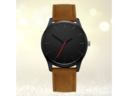 Relógio de Pulso Casual de Quartzo com Pulseira Pu Ajustável Moda Simples Marrom