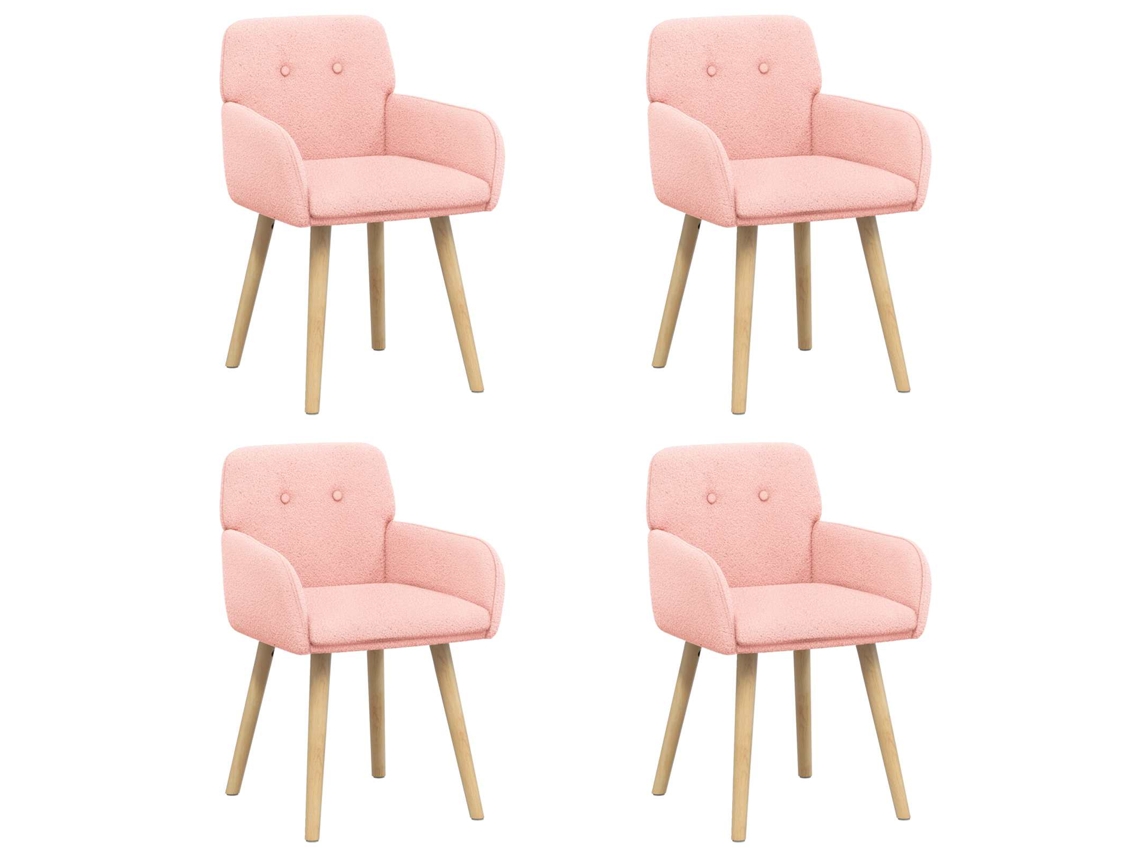 Conjunto 4 Cadeiras De Jantar Vidaxl Rosa Bouclé (59 X 57 X 85 Cm)
