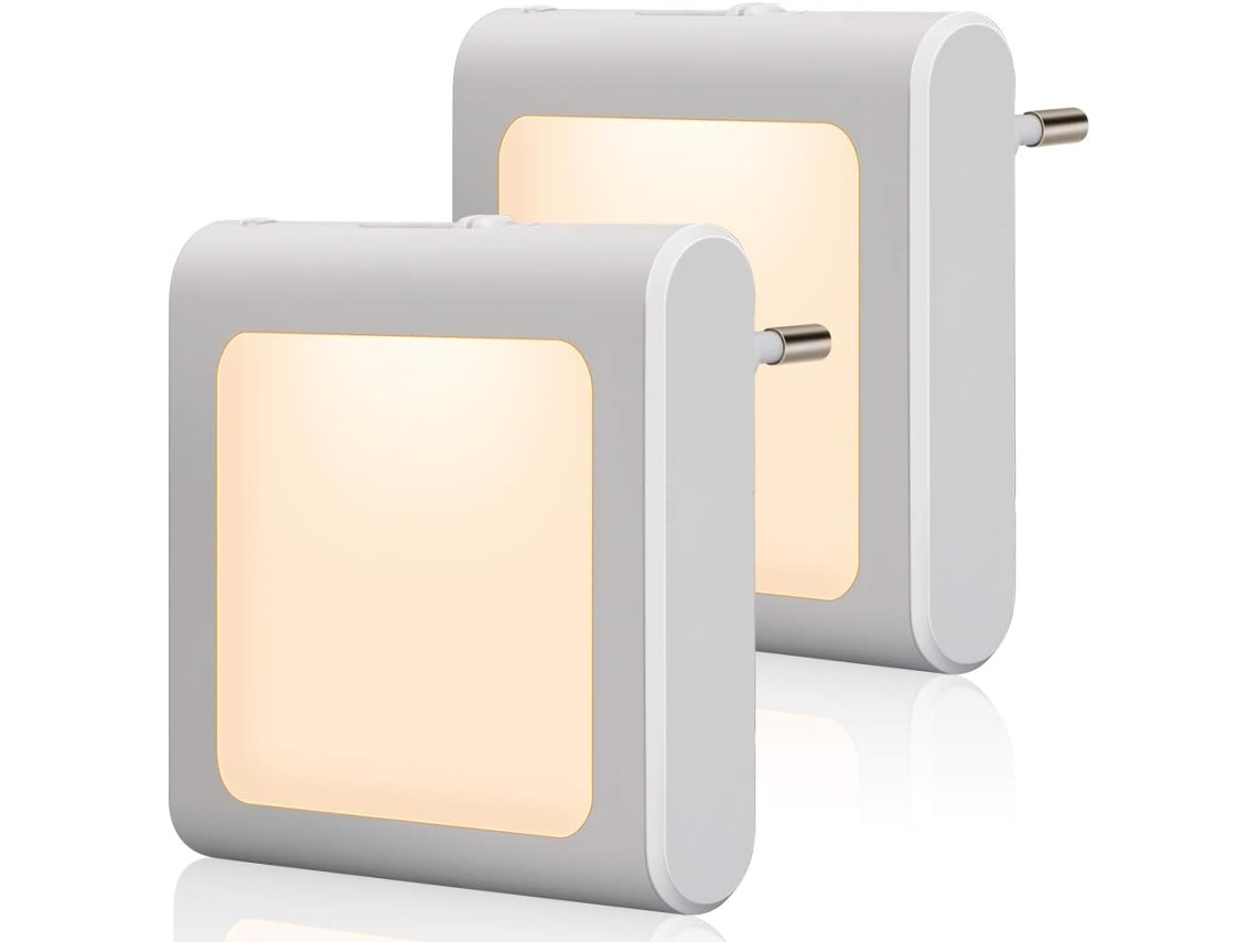 Luz Noturna - Luz Noturna Ajustável - Luz Noturna com Sensor Dia/Noite - Ajustável - Branco Quente - 2 Peças