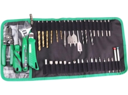 Bolsa para ferramentas enrolável com zíper em tecido transparente para transporte organizado, ideal para guardar peças pequenas.