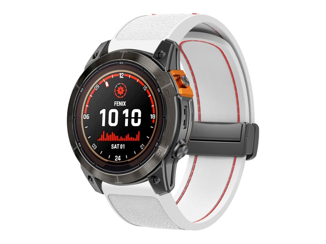 Bracelete para Garmin XIAOMOYU em Silicone com liberação rápida e fivela magnética branco e vermelho (26mm)