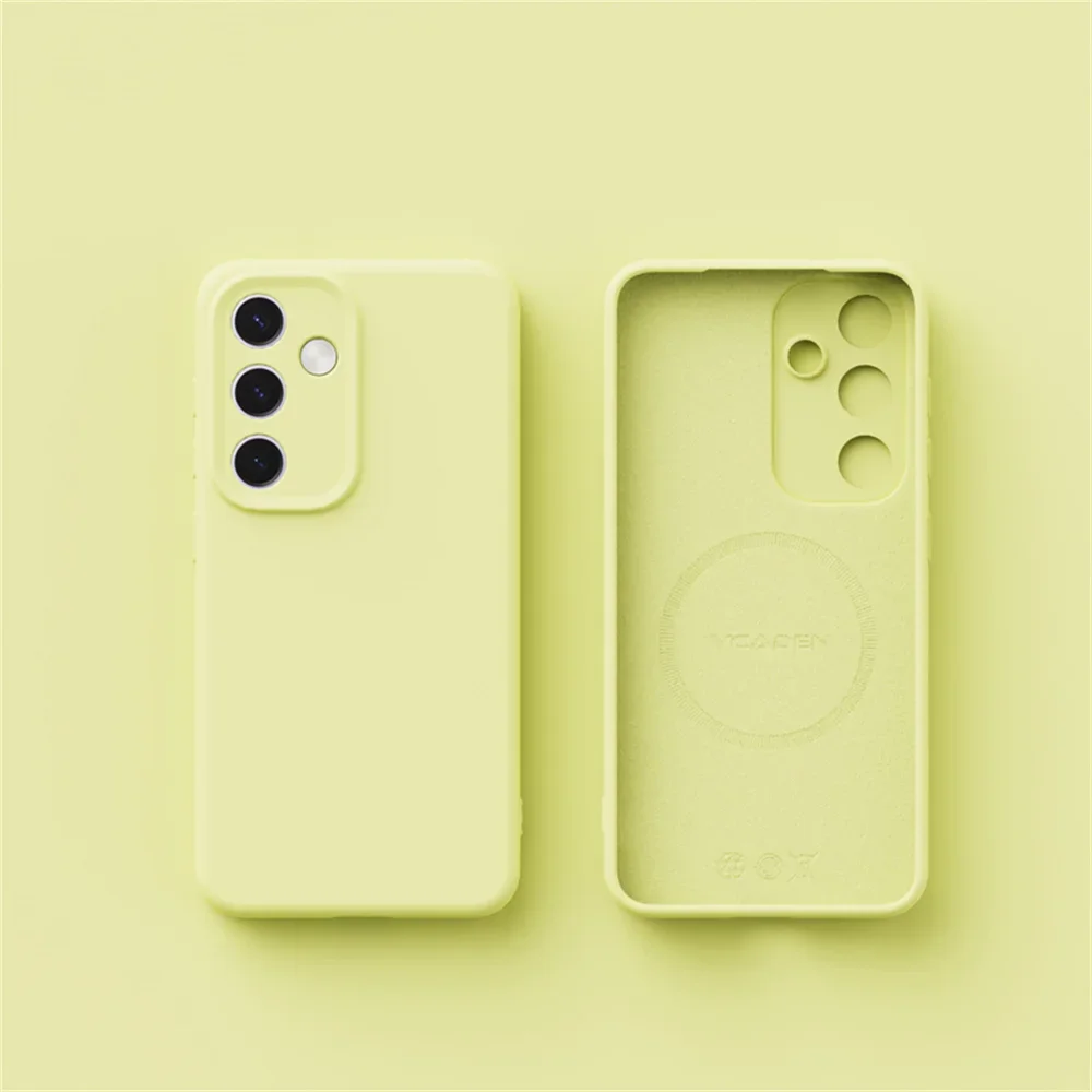 Capa Protetora Magnética De Silicone Líquido (amarelo Claro Para Samsung S23 Ultra)