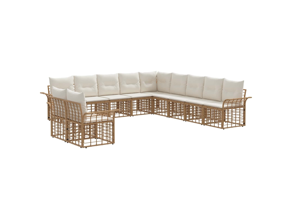 Maison Exclusive - Conjunto De Sofás Para Exterior 11 Unid. Natural E Branco Creme
