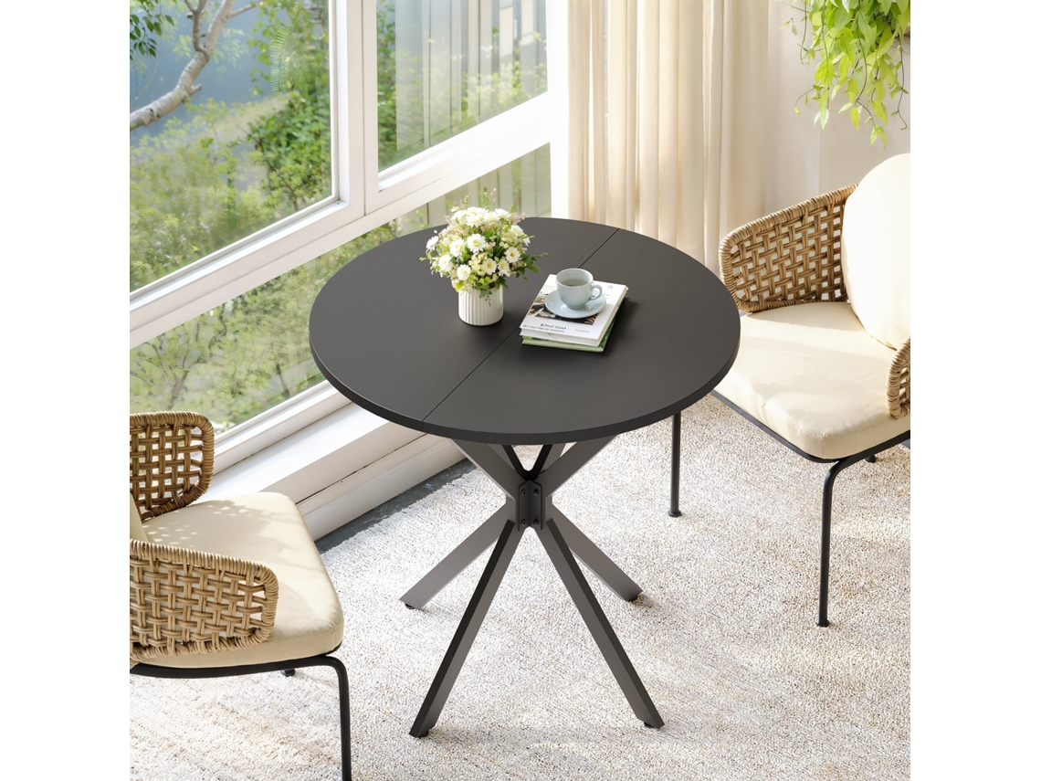Mesa de Jantar NOVELA redonda, 80 cm, pés em X, para cozinha, sala de jantar, escritório ou varanda, preta