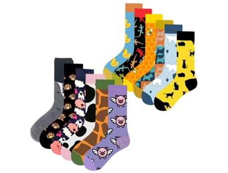 Conjunto de 12 pares de meias unissex com estampa animal até o joelho (tamanho único: 37-44) da Mac Been