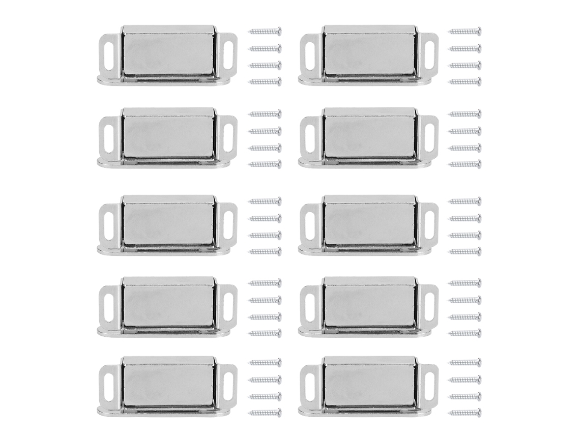 Data para porta de armário em aço inoxidável (com forte atração magnética, pacote com 10 unidades)