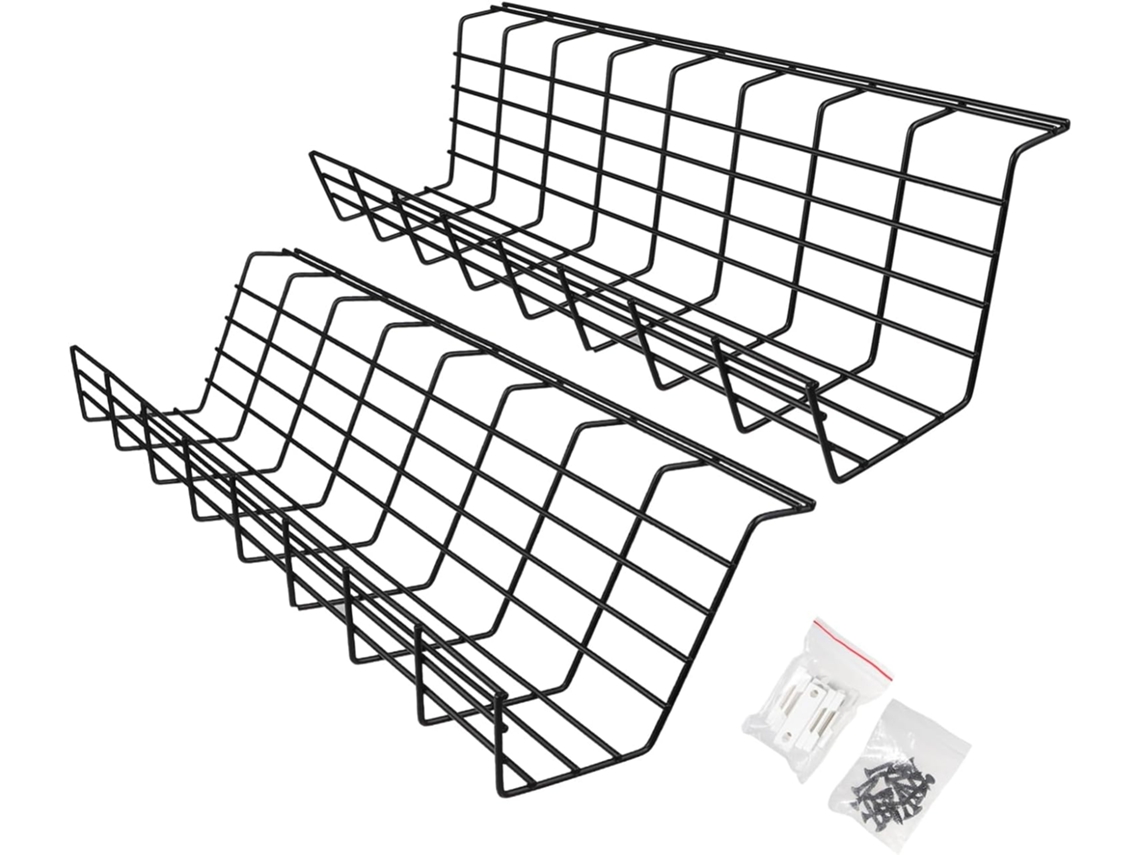Organizador De Cabos De Metal Para Instalação Sob A Mesa, Composto Por 2 Peças.
