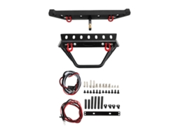 Mali parachoques Dianteiro e Traseiro Preto com Winch, Alças e Luzes Led para Rc Crawler Axial Scx10 90046 Scx10 Iii Axi03007 Axi03003 5‑11v