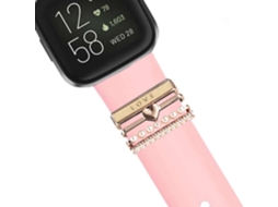 Bracelete Fitbit Versa Pulseira com Adorno Love Rosa