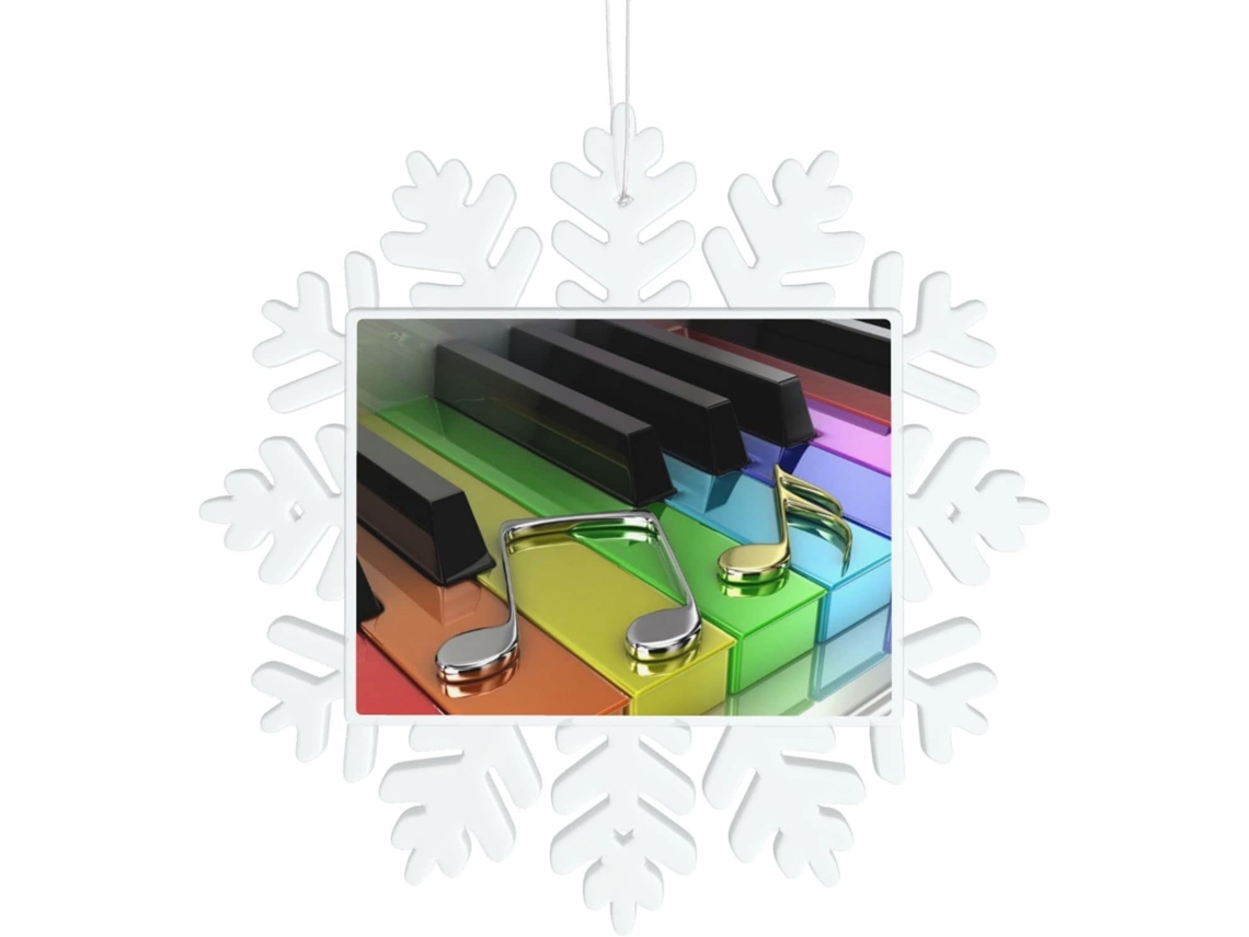 Decoração em formato de tecla de piano - Transparente - Fácil de pendurar - 14 x 14 cm