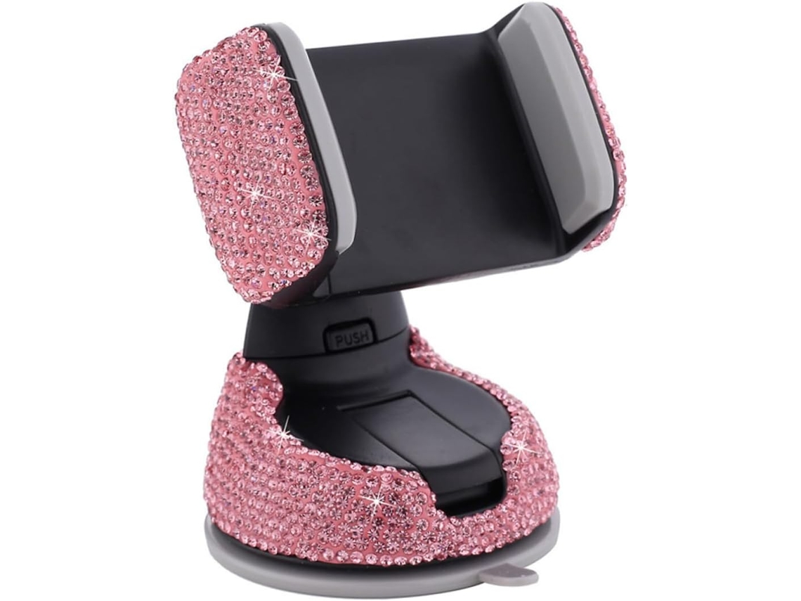Suporte Para Celular Veicular Bling-bling Para Mulheres, Ajustável, Estável, Plástico Rosa, Compatível Com Vários Modelos.