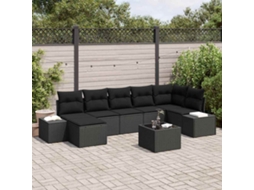 Vidaxl Conjunto De Sofá De Jardim 8 Unid. Preto Vime Pe