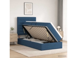 Vidaxl Cama Com Arrumação E Colchão Azul 90 X 200 Cm Tecido
