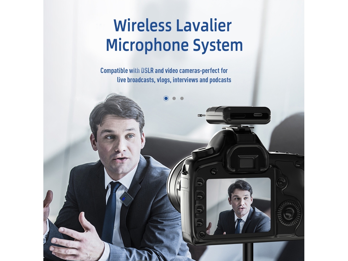 Sistema De Microfone Lavalier Sem Fio Com 2 Transmissores E 1 Receptor Compatível Com Câmera Dslr, Smartphone, Laptop Para Gravação E Streaming