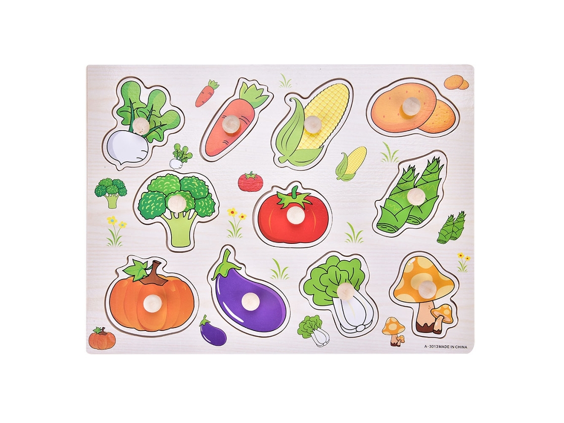 Primerox quebra cabeça de Madeira Educativo para Crianças com Legumes Brincando e Aprendendo