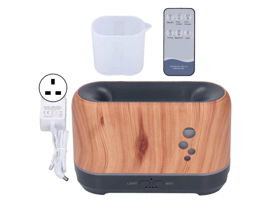 Difusor de Aroma com Luz de Chama 200ml Umidificador Ultrassônico Controle Remoto 100 240v Plug Uk
