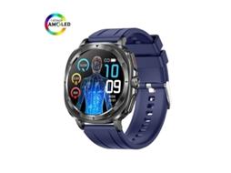 Relógio inteligente Bestvite ET492 AMOLED com Bluetooth, chamadas, NFC e detecção de humor (azul)