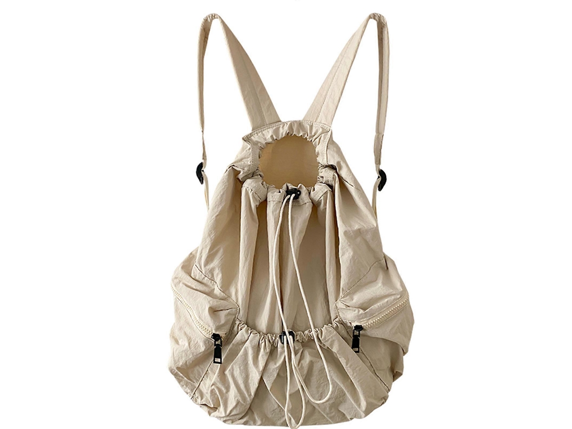 Mochila De Ombro Elegante Com Cordão Para Meninas, Ideal Para Escola, Compras, Caminhadas E Passeios Turísticos. Cor Bege.
