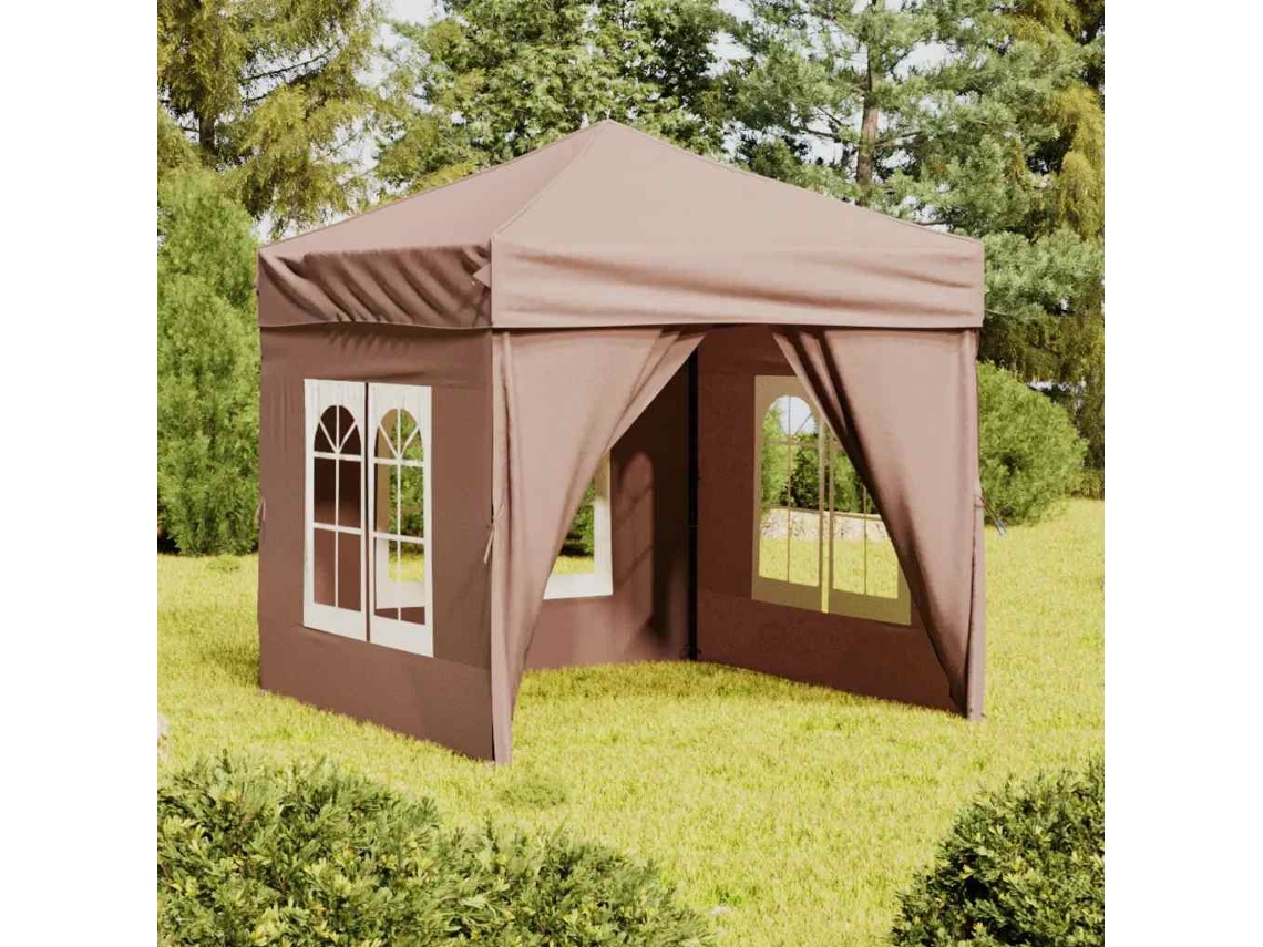 Vidaxl Tenda Festas Dobrável Paredes Laterais 2x2 M Cinza-acastanhado