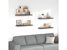 Vidaxl Prateleiras De Parede Suspensas 4 Pcs 80x23,5x3,8cm Mdf Cinza
