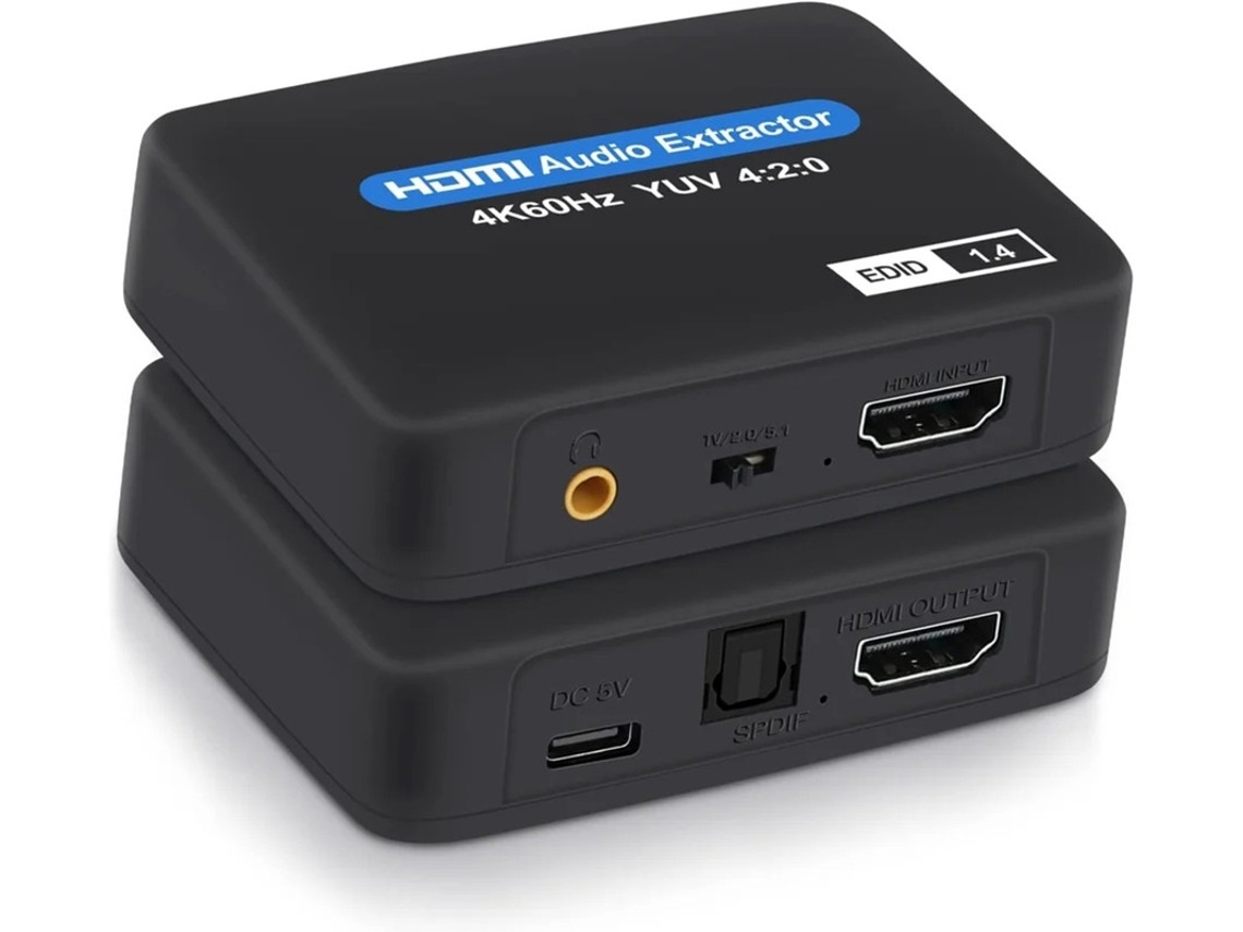 Extrator De Áudio Hdmi 4k 60hz Saídas De Áudio Ópticas Toslink Spdif 3,5 Mm Suporta 1080p 3d Compatível Com Fire Tv Stick Plug Play Bestvite