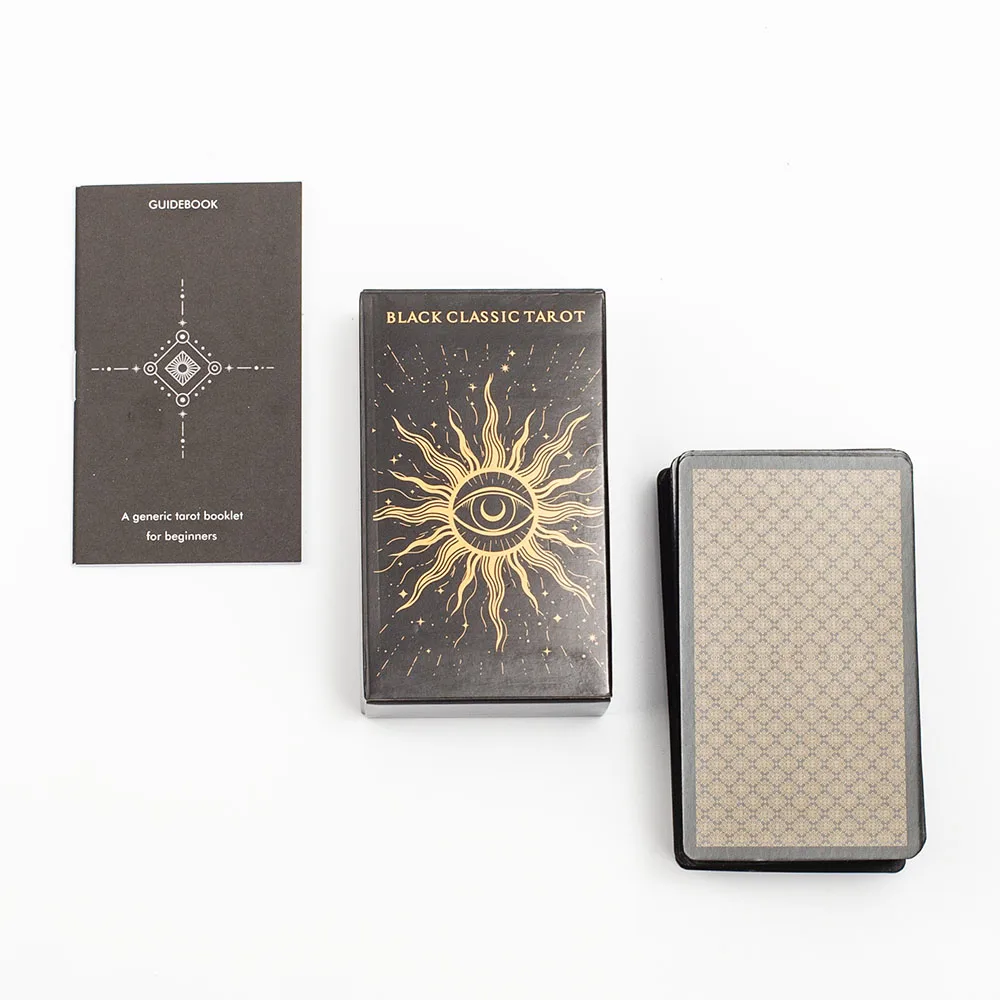 Tarô Clássico Preto com 78 Cartas e Guia. MDUG