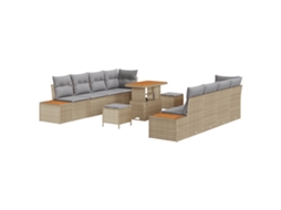 Conjunto 11 Sofá Exterior Vidaxl Bege Vime Pe (90 X 55 X 71 Cm)