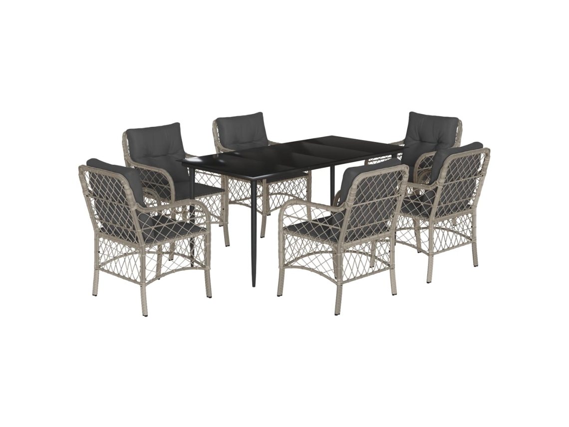 Garden Dining Set, Garden Dining Sets Vidaxl Cinzeto Rattan / Vime (mesa Com 160 Cm De Comprimento)