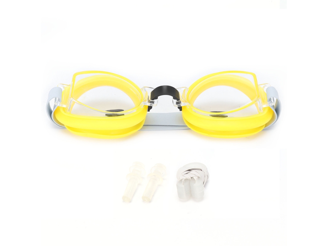 Óculos de Natação para Crianças com Plugues e Clip Nasal Ajustável Amarelo