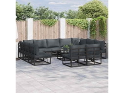 Vidaxl Conjunto De Sofá De Jardim 12 Unid. Preto Alumínio