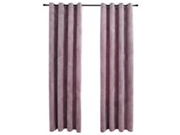 Maison Exclusive - Cortinas Blackout C/ Argolas 2 Pcs 140x225cm Veludo Rosa Antigo