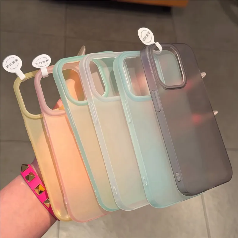 Capa De Celular Transparente Fosca Macia (para Iphone 15 Pro Azul)