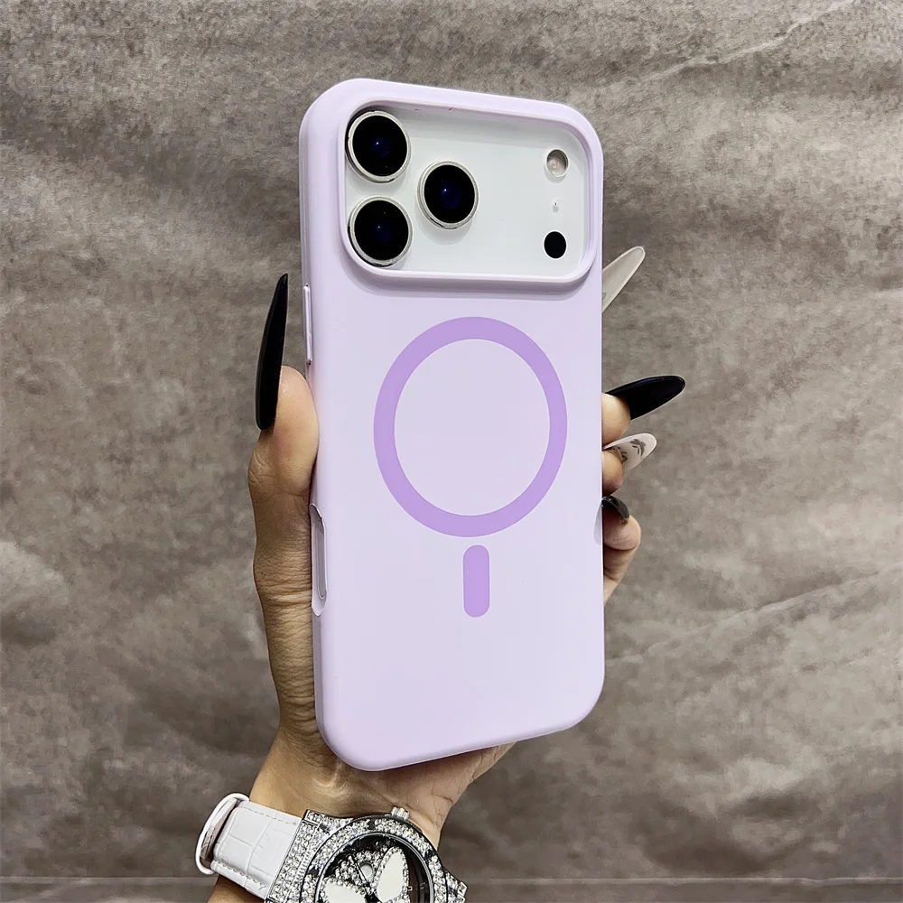 (iphone 14, Roxo Claro) Capa Protetora Magnética Magsafe Para Iphone, Feita De Silicone.