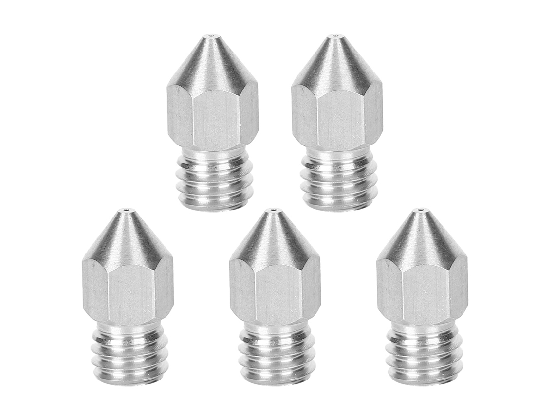 Bico De Extrusor De Aço Inoxidável Para Impressora 3d Acessório 1.75/0.3mm 5pcs