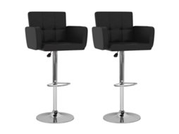 Vidaxl Bancos De Bar 2 Pcs Couro Artificial Preto